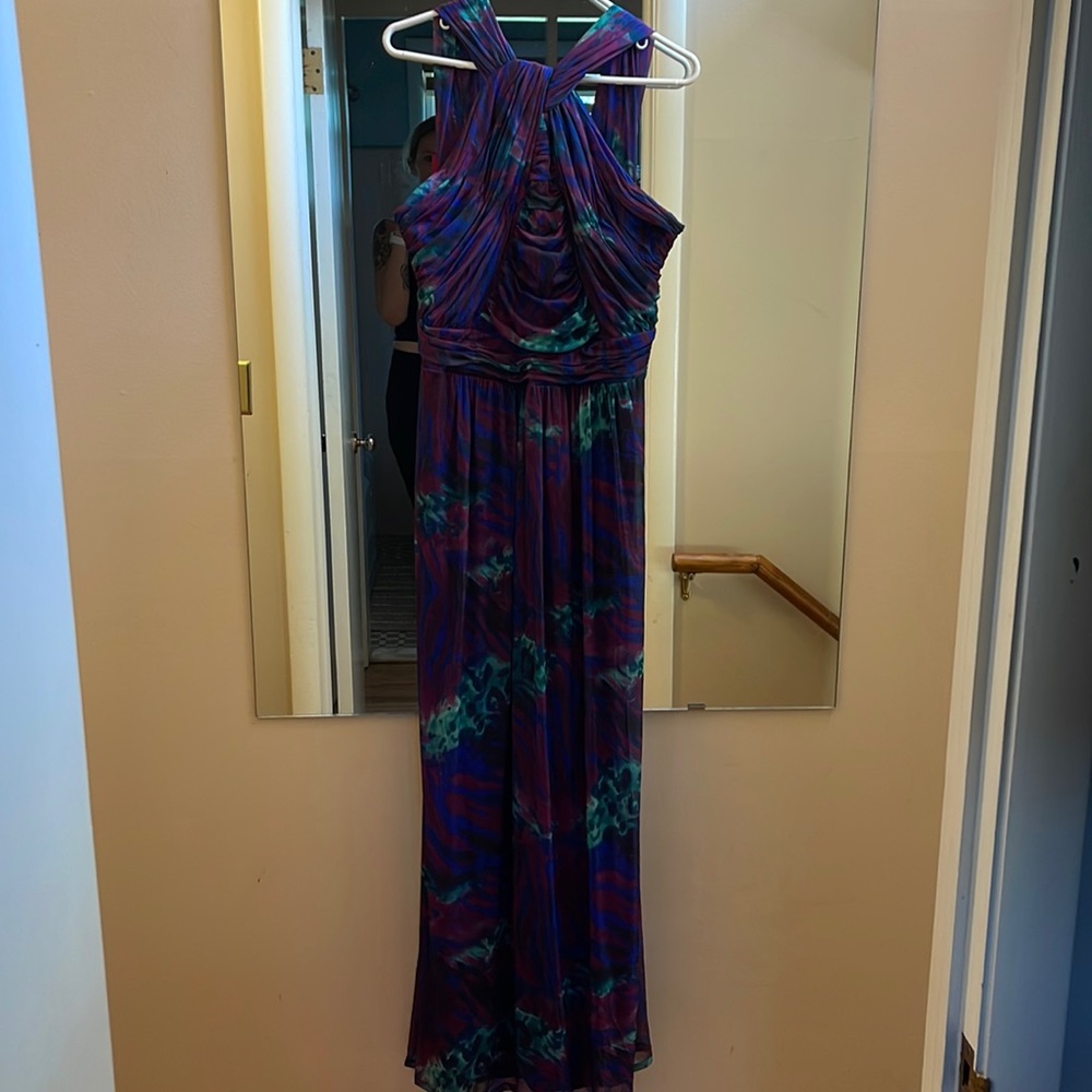 High neck semi formal dress